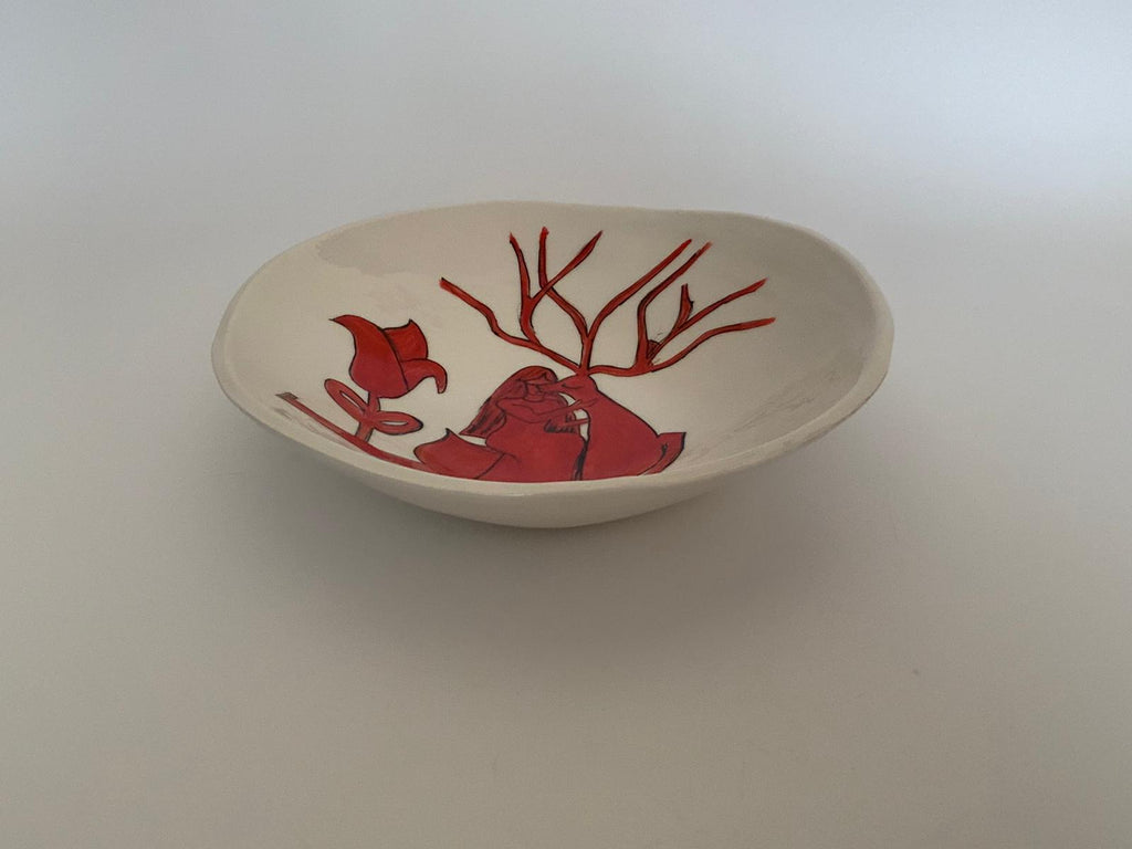 Piatto Tondo / Ciotola: Donna con Cervo