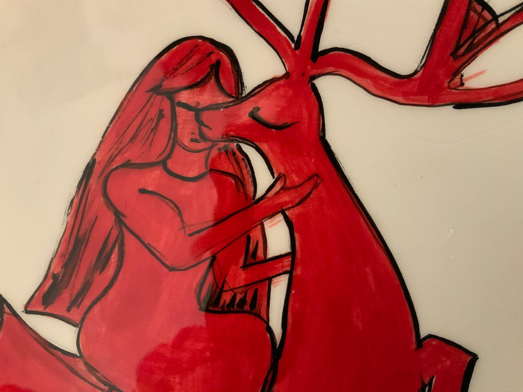 Piatto Tondo / Ciotola: Donna con Cervo